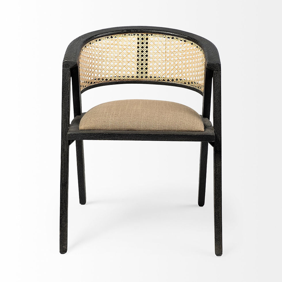Thumbnail: Grey Linen with Black Wooden Frame Wrap Seat Dining Chair