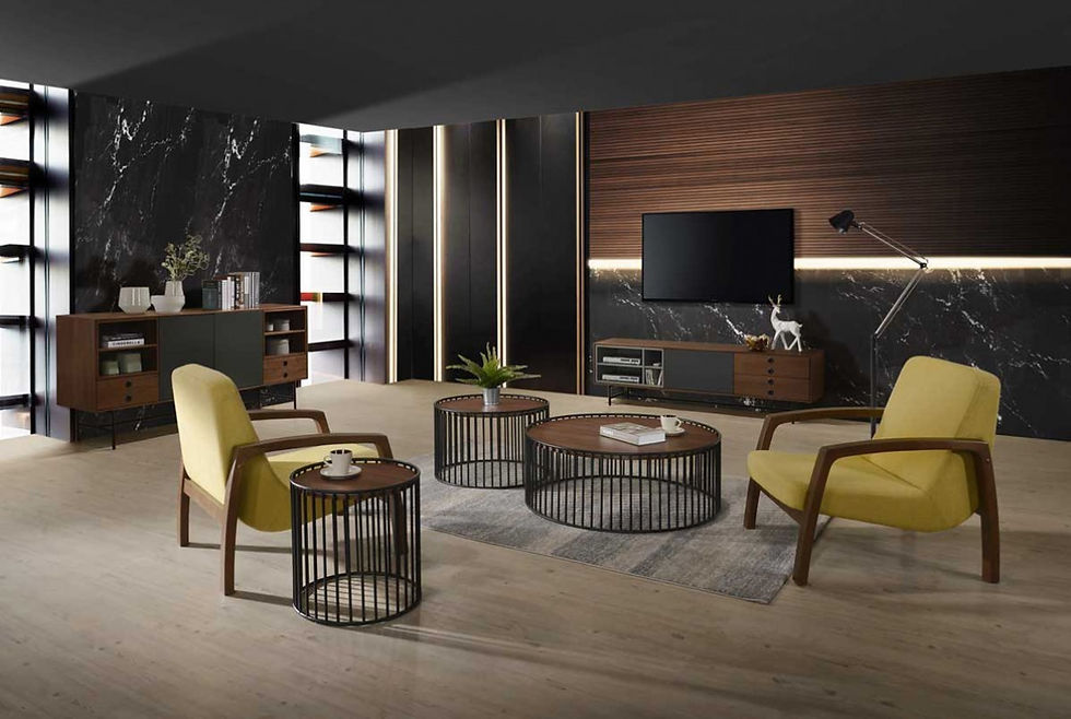 Thumbnail: 31" Gold and Walnut Retro Modern Wood Armchair