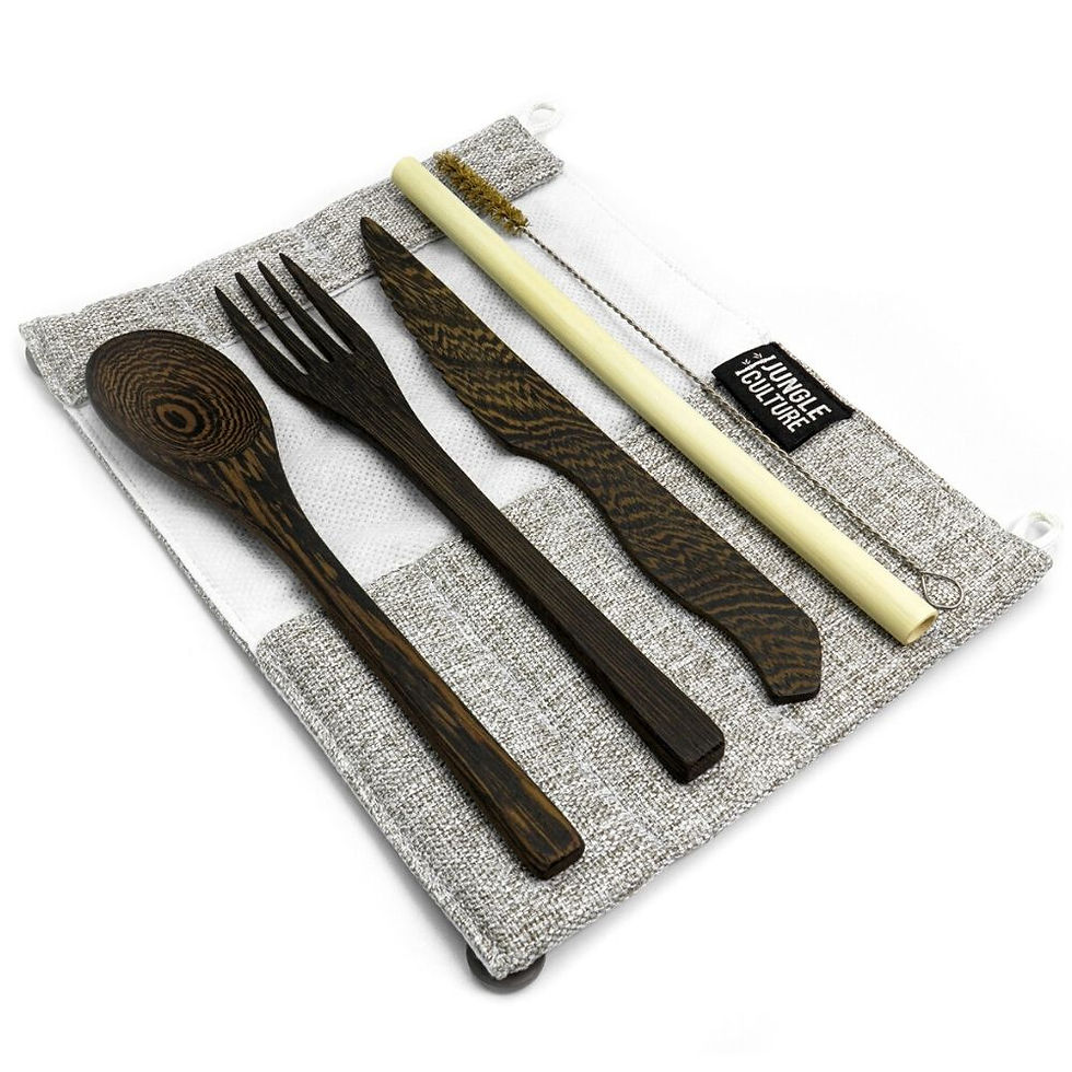 Thumbnail: Dark Wood Cutlery Set (Brown bag)