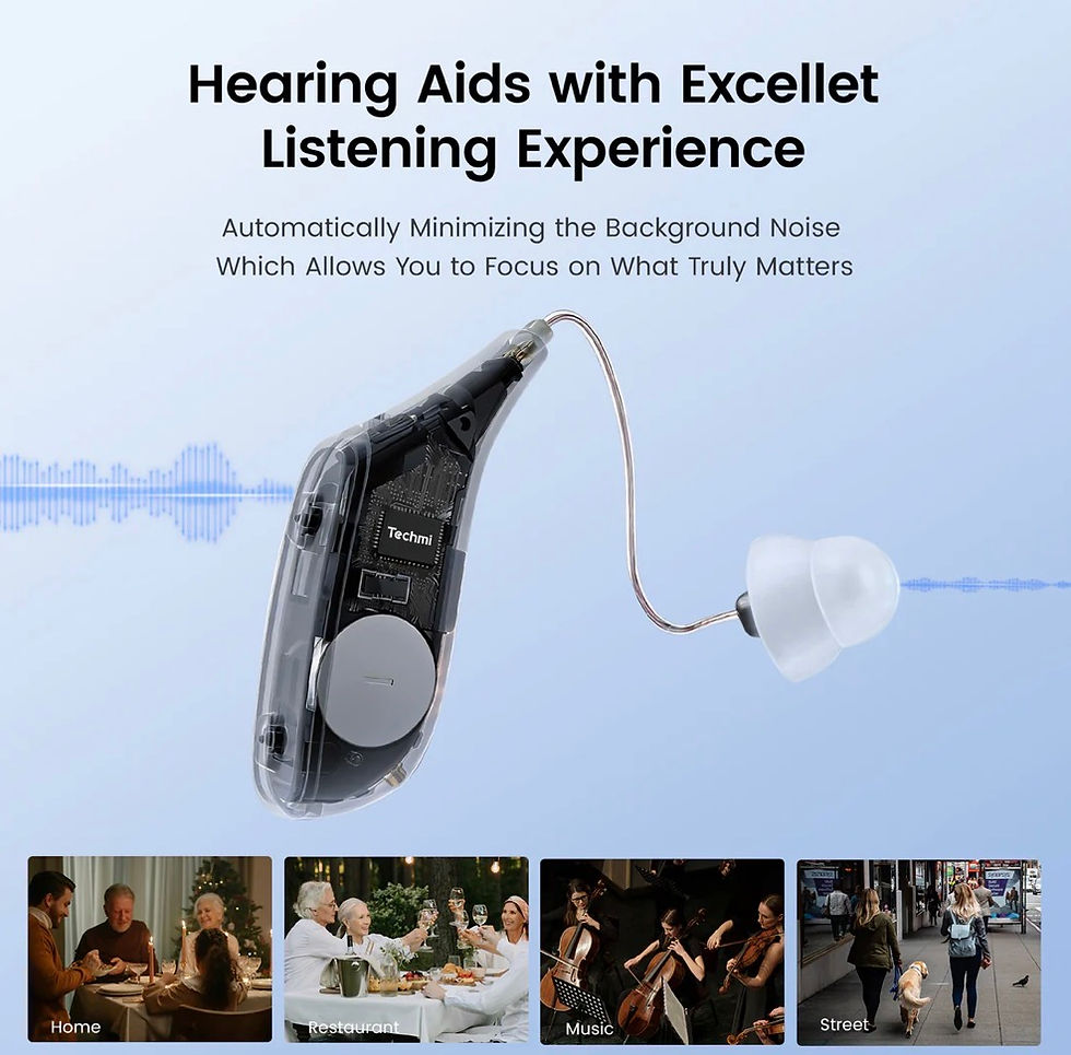 Thumbnail: Techmi FacePro — FDA-Registered OTC RIC Hearing Aids with 45dB Gain & Bluetooth