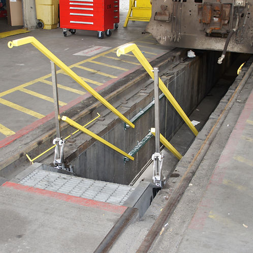 Pit Panel Railing Collapsible Pit Handrails for Service Pits | Blue SteelCo