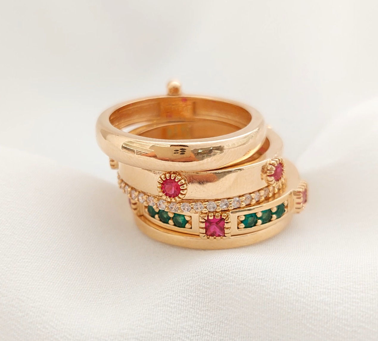 Anel Articulado Esmeralda Pink - LUXO