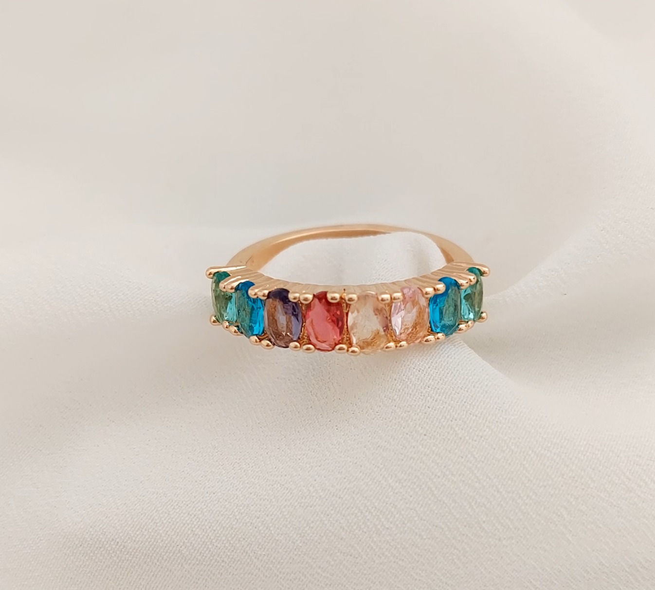 Anel Meia Aliança Colorida