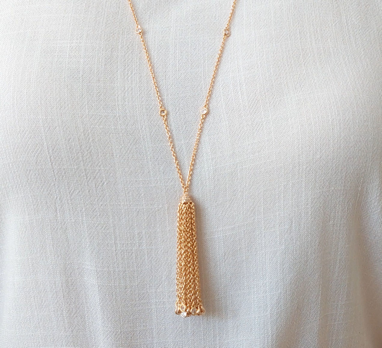 Corrente Longa Franja Cristal