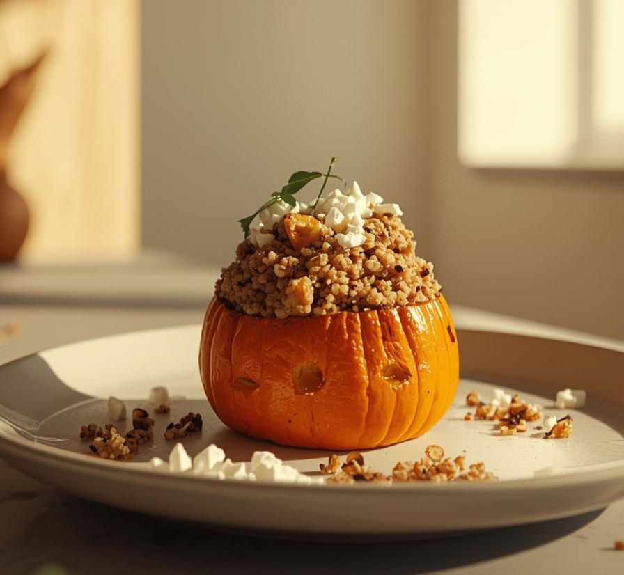Gefüllter Kürbis mit Quinoa & Feta