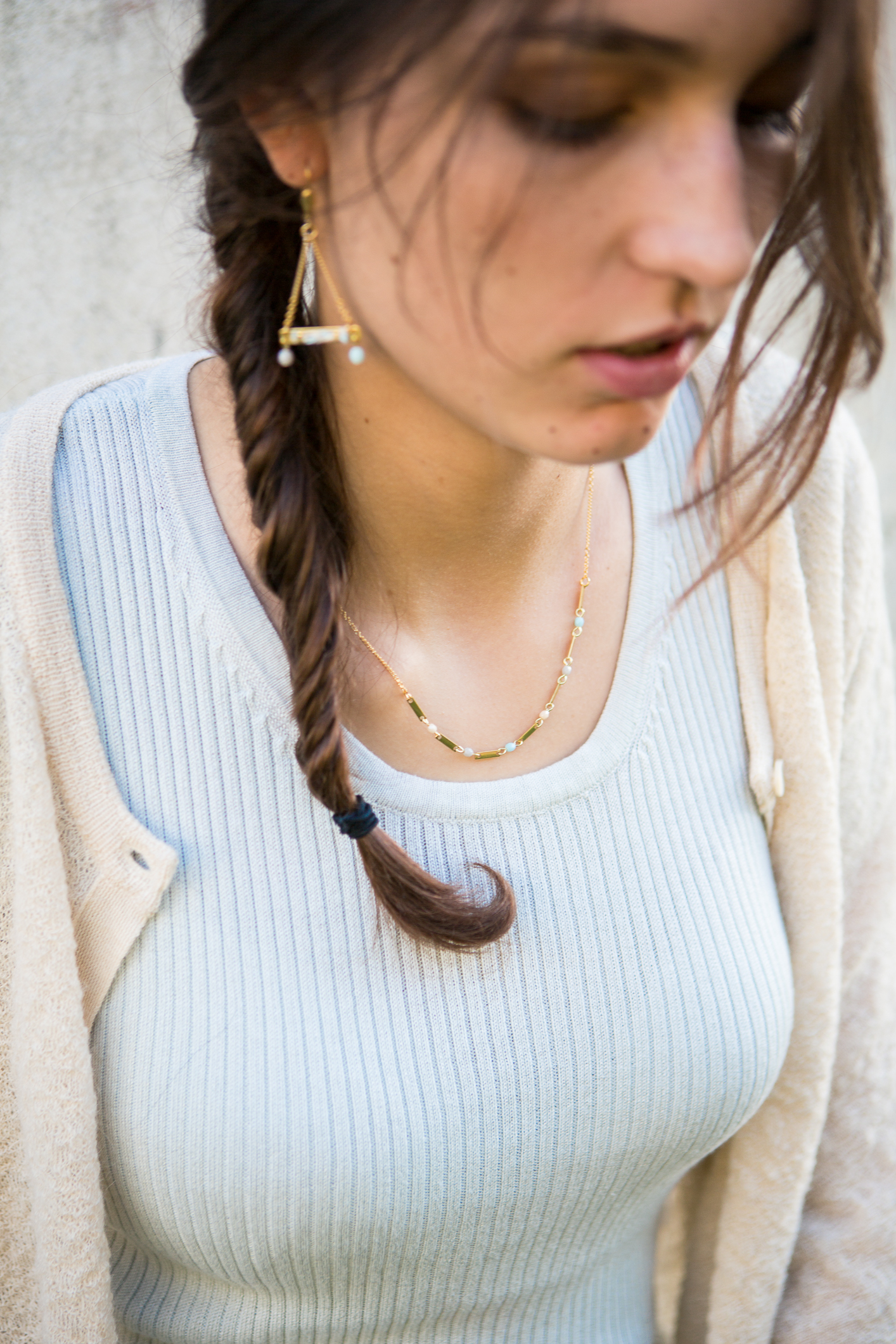 collier Silice bleu ciel