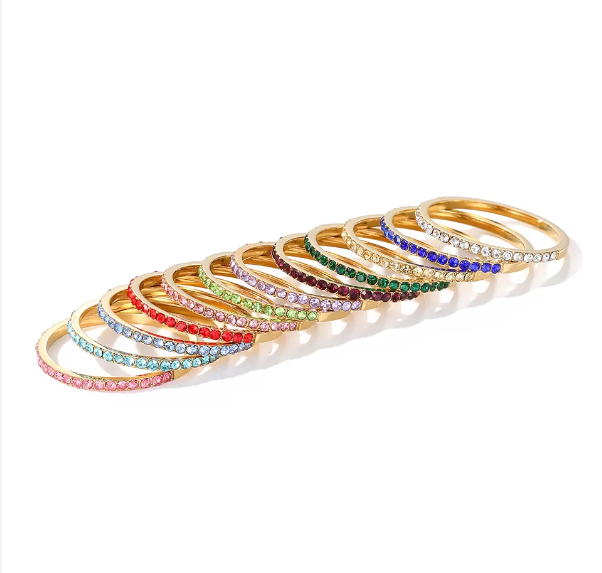 14k Gold Plated Birthstone Eternity Ring