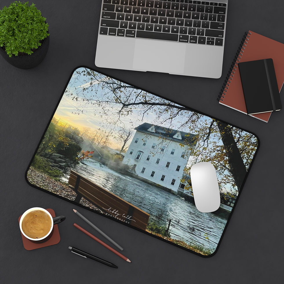 Thumbnail: Serene Fall in Linden Mill Landscape Desk Mat