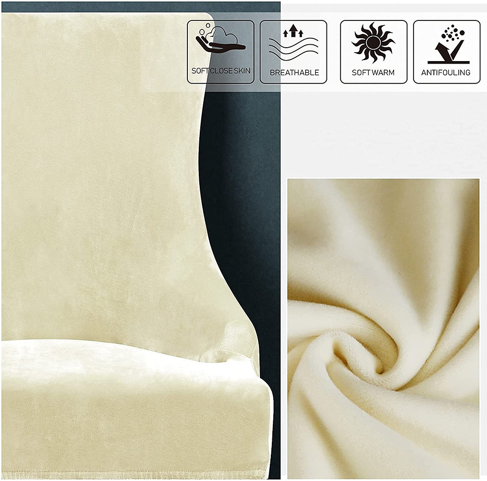 Thumbnail: Cream Velvet Chair Cover 1PC