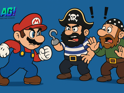 Logo da Nintendo ao lado de um Nintendo Switch, simbolizando a vitória judicial contra a pirataria.