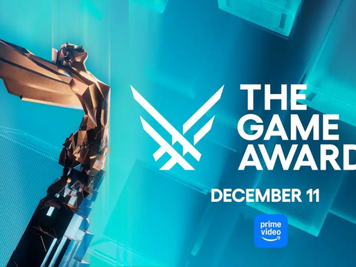 Logo estilizado da The Game Awards 2025 sobre fundo escuro com efeitos em neon, destacando a revelação dos indicados.