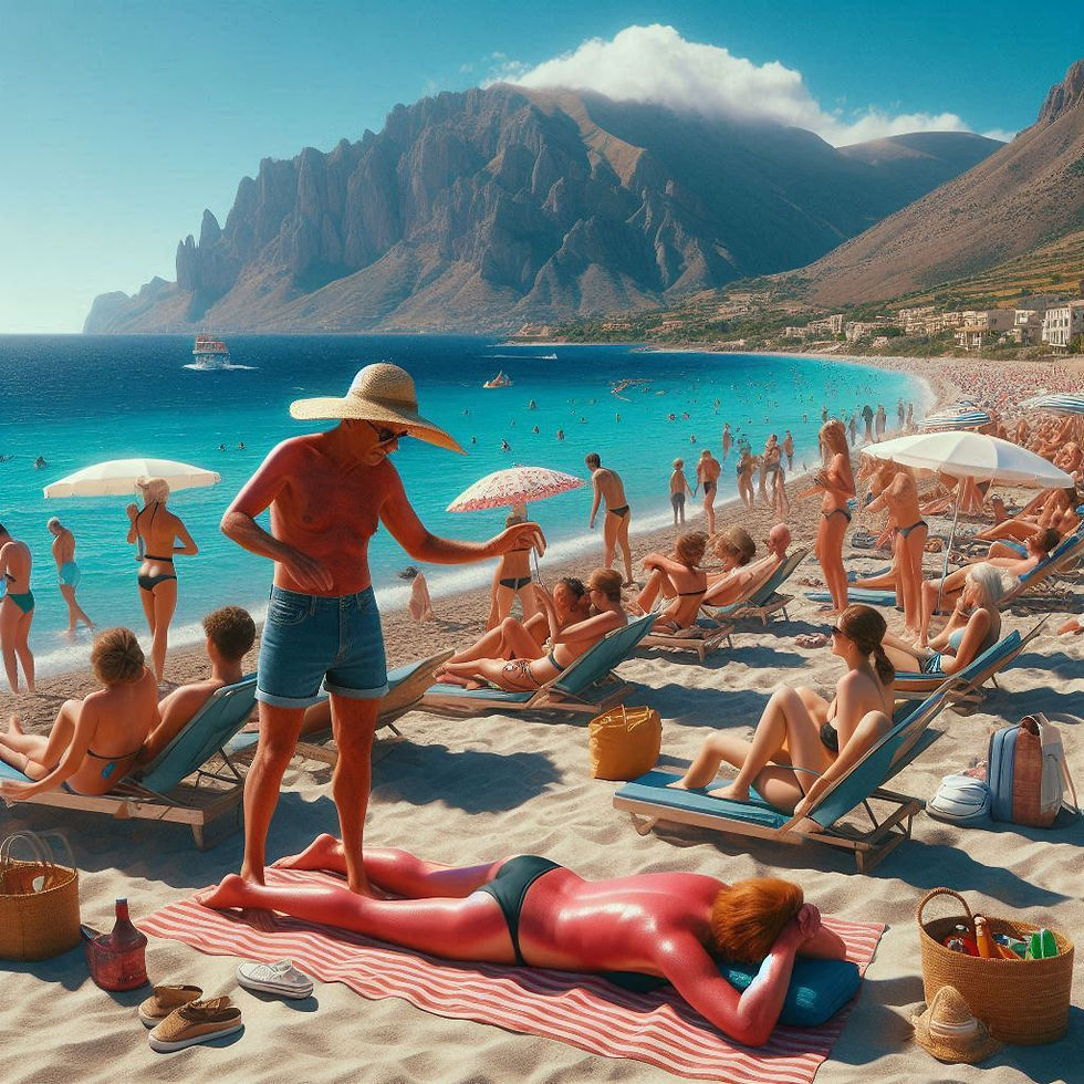 getting sunburn in Greek Island