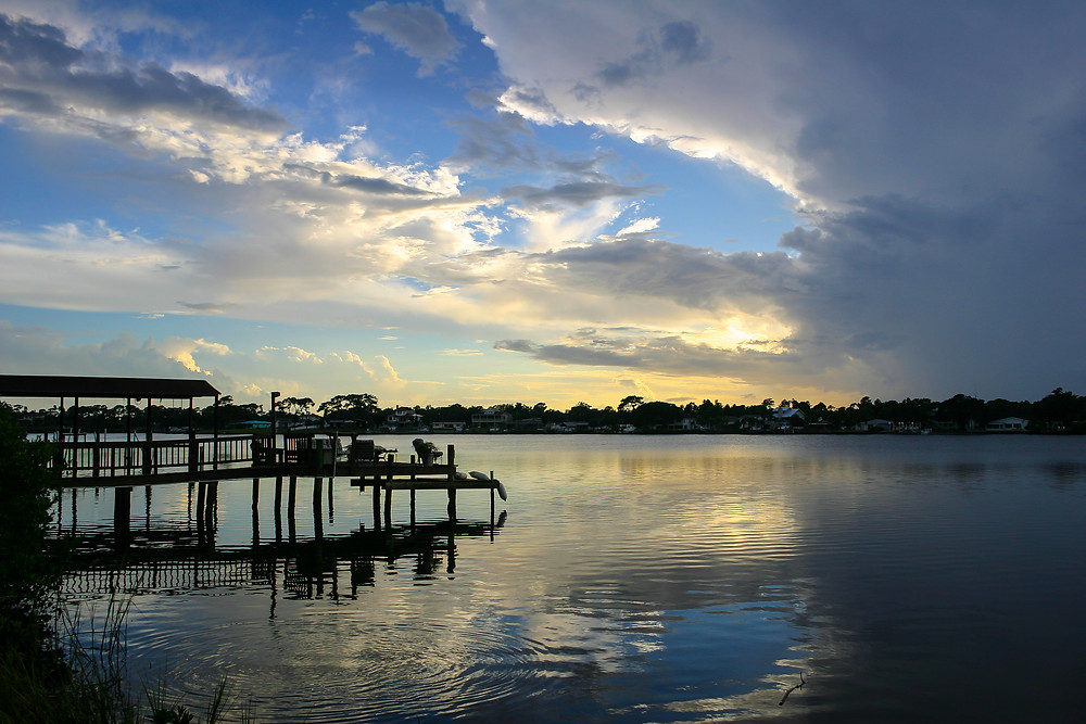 Sunset over Spring Bayou in Tarpon Springs