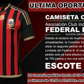 Se realizará un nuevo pedido de la Camiseta Oficial Edición Limitada del Federal B: bases y condicio