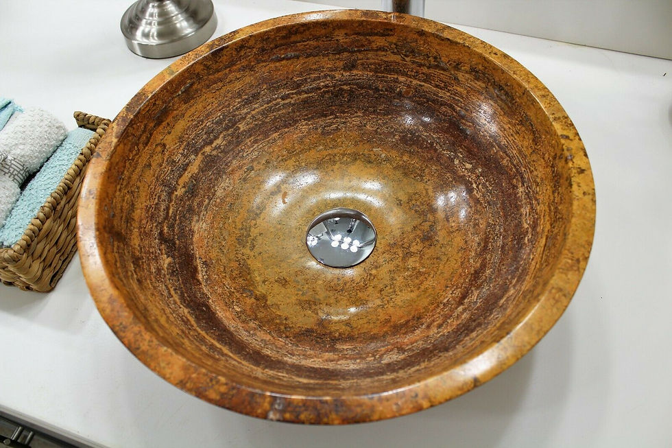 Thumbnail: Travertine Marble Sink Round Red Natural Stone