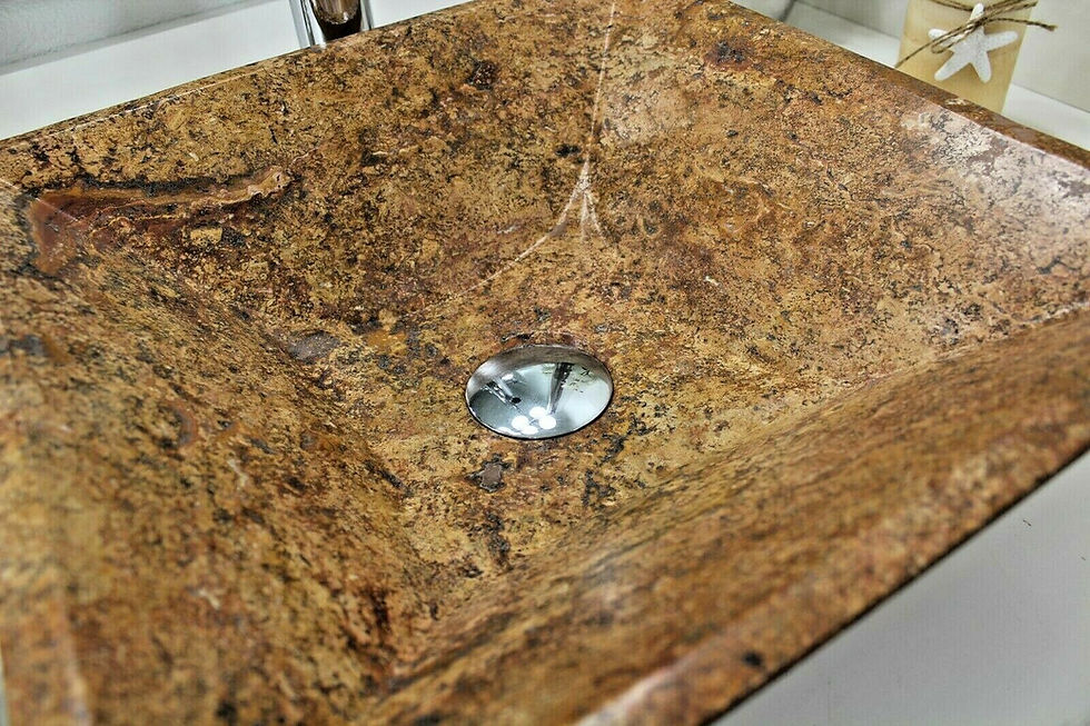 Thumbnail: Travertine Marble Sink Red Square Natural Stone
