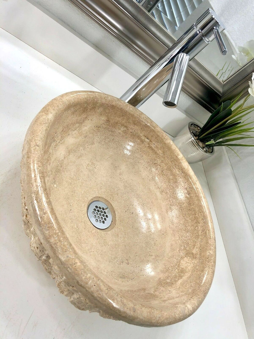 Thumbnail: Travertine Marble Sink Round Natural Stone