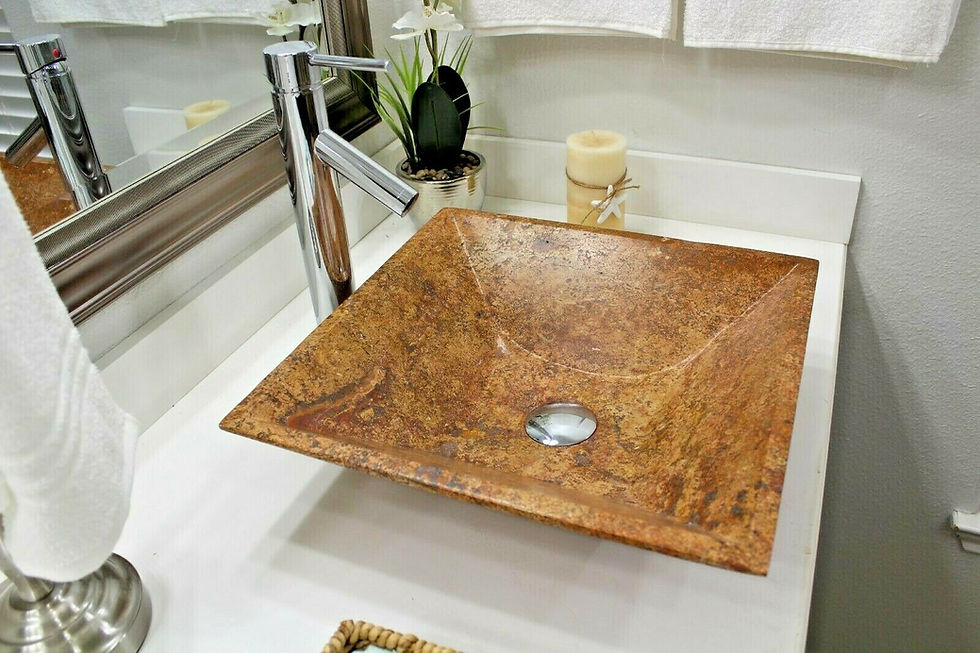 Thumbnail: Travertine Marble Sink Red Square Natural Stone