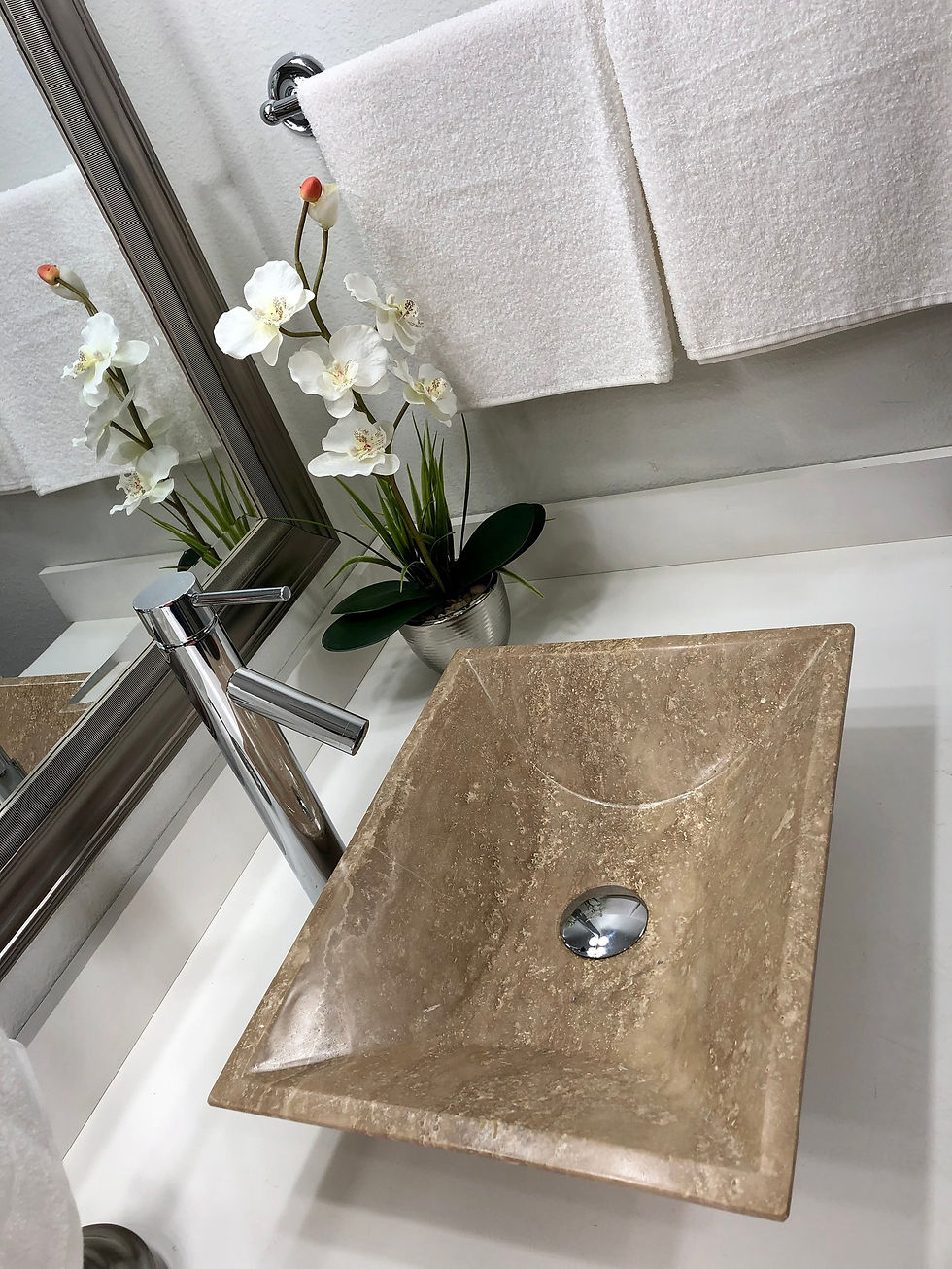 Thumbnail: Travertine Sink Rectangle Natural Stone