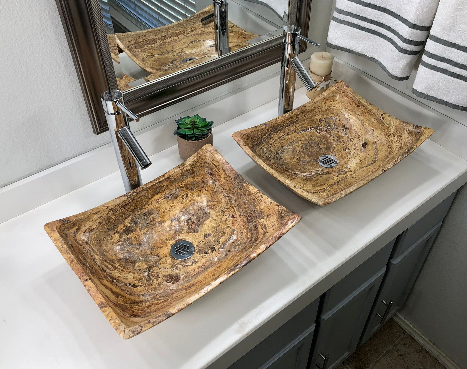Travertine Sink Rectangle 2 Natural Stone