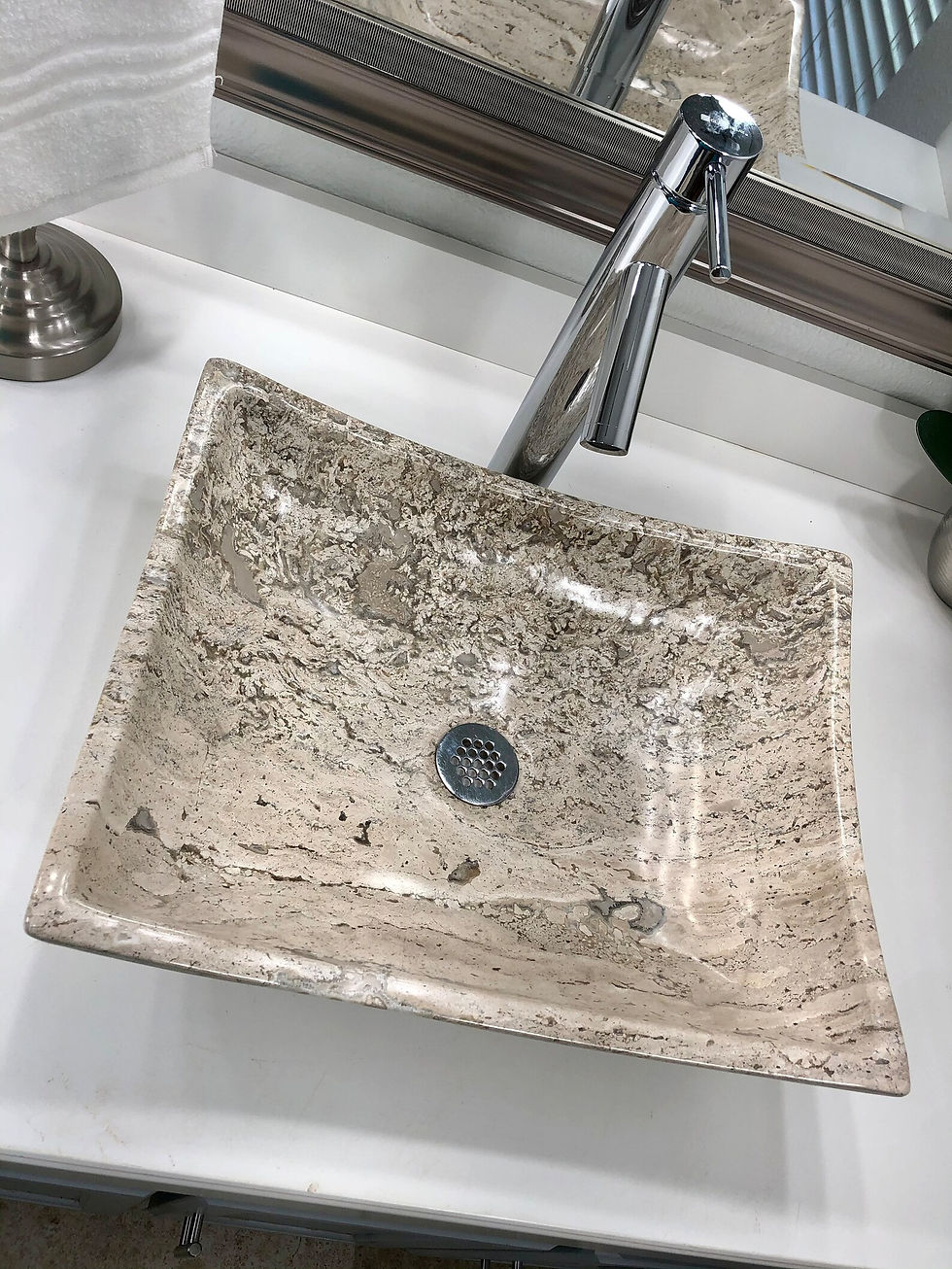 Thumbnail: Travertine Sink Rectangle Natural Stone