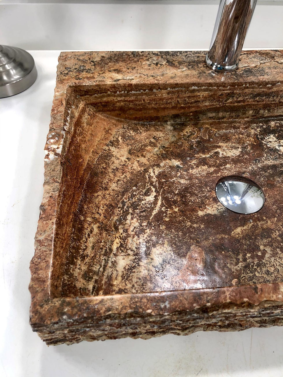 Thumbnail: Travertine Sink Rustic Rectangular Natural Stone