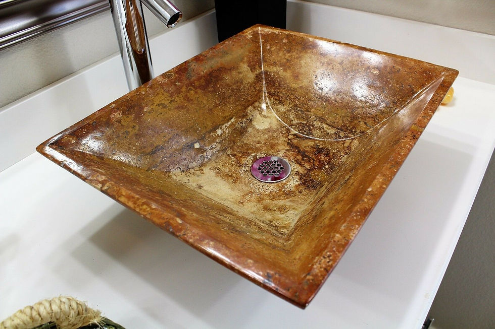 Thumbnail: Travertine Marble Sink Rectangle Brown Natural Stone