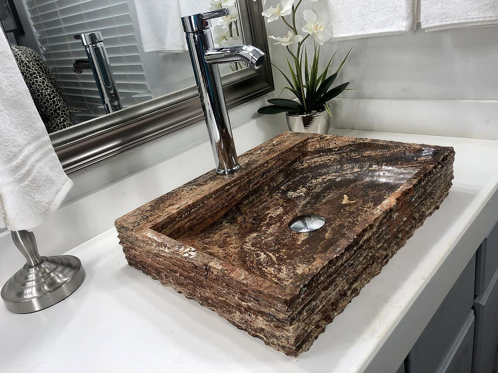 Thumbnail: Travertine Sink Rustic Rectangular Natural Stone