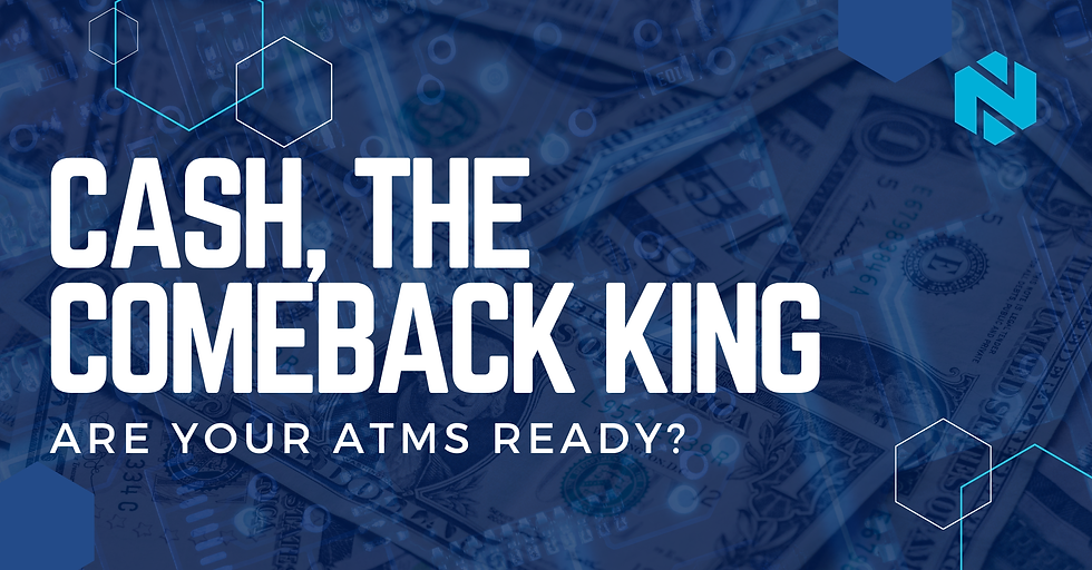 Text that says "Cash, the comeback king" with dollar bills overlapping in the background