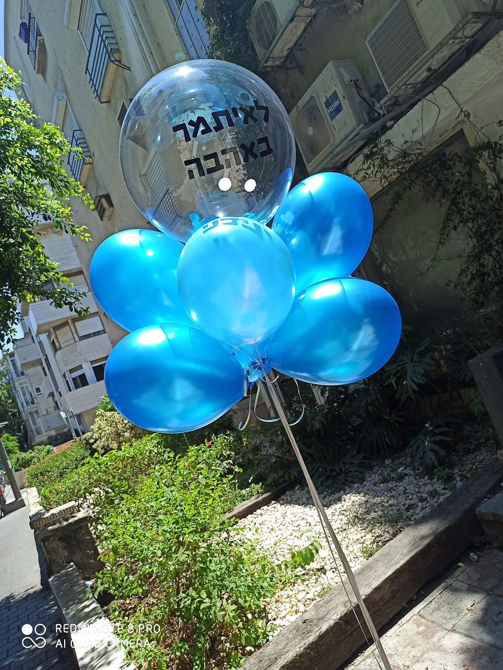 תמונה ממוזערת: זר בלונים עם הקדשה גדולה על בלון שקוף