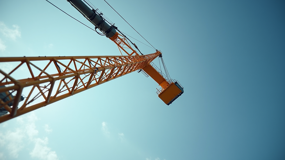 Close-up view of a crane boom with extended telescopic sections