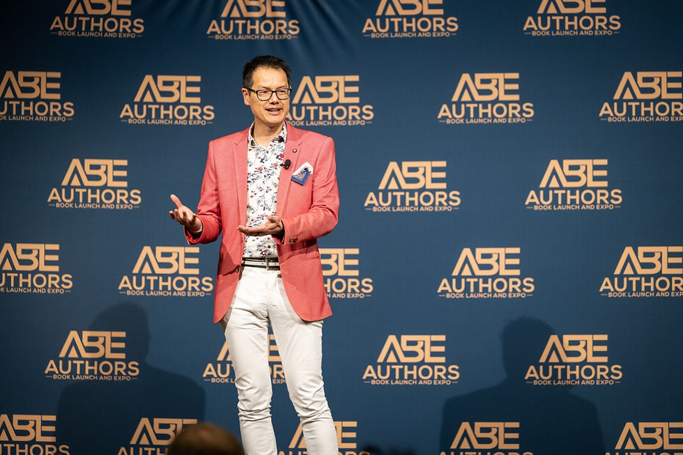man speaking on stage