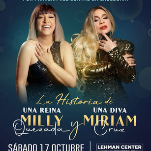 Milly Quezada y Miriam Cruz juntas en concierto exclusivo en Lehman Center for the Performing Arts este 17 de octubre