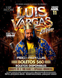 Concierto de Luis Vargas en Allentown: Sábado 11 de Abril en VIP Room Lounge