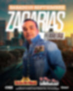 Póster de Zacarias Ferreira con chaqueta de mezclilla y fondo urbano al atardecer; dice Sábado 19 Septiembre.