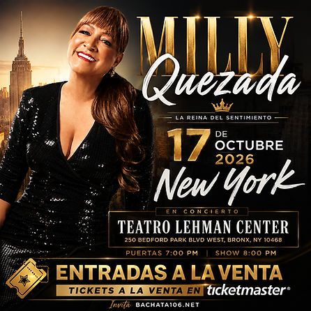 ¡La Reina del Merengue vuelve a conquistar Nueva York!
Una noche llena de éxitos, nostalgia y mucho sabor te espera este 17 de octubre de 2026.