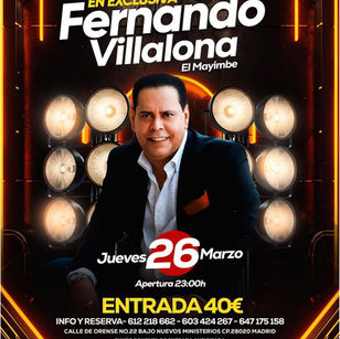 Fernando Villalona en Madrid 2026: concierto exclusivo en Discoteca Mambo Latino