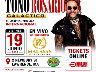 Toño Rosario se presenta en Lawrence, MA este 19 de junio de 2026