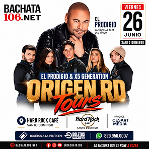 El Prodigio y X5 Generation presentan “Origen RD Tours” en Hard Rock Café Santo Domingo este 26 de junio