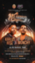 Poster for MXL Fridays featuring two men, neon lights, and event details in bold text. Vibrant colors with a club setting.