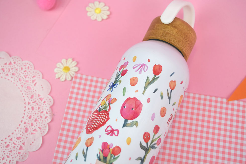 Thumbnail: Tulips and Bows 500ml Insulated Thermal Bottles