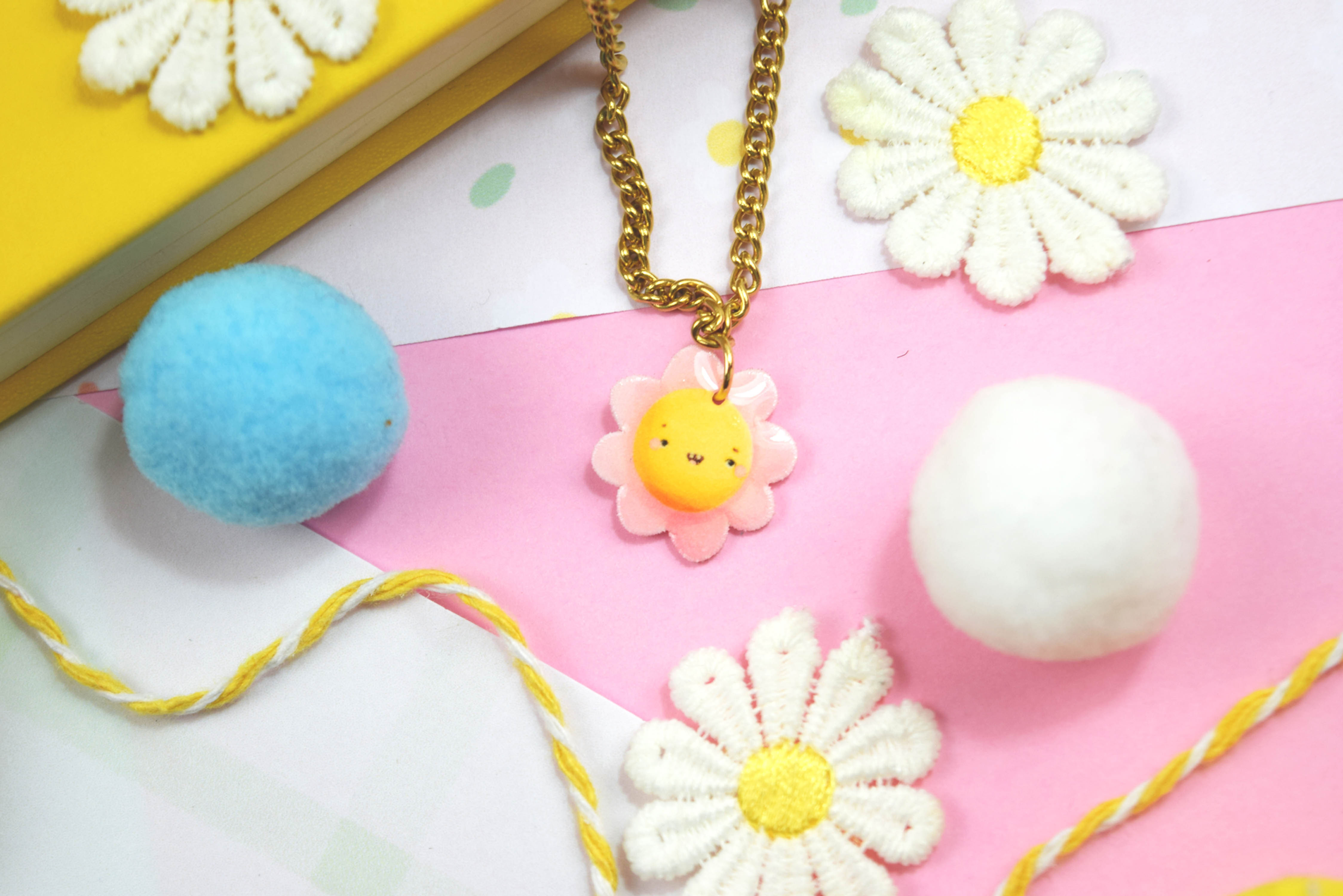 Small Pink Flower Necklace