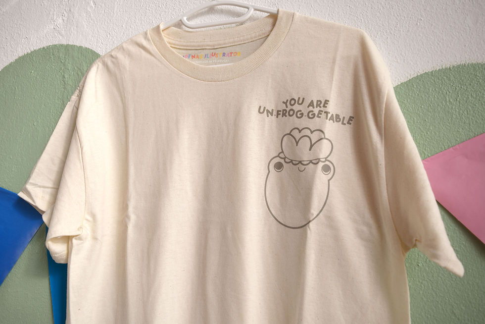 Miniatura: Frog Beige T-shirt - You're un-FROG-getable