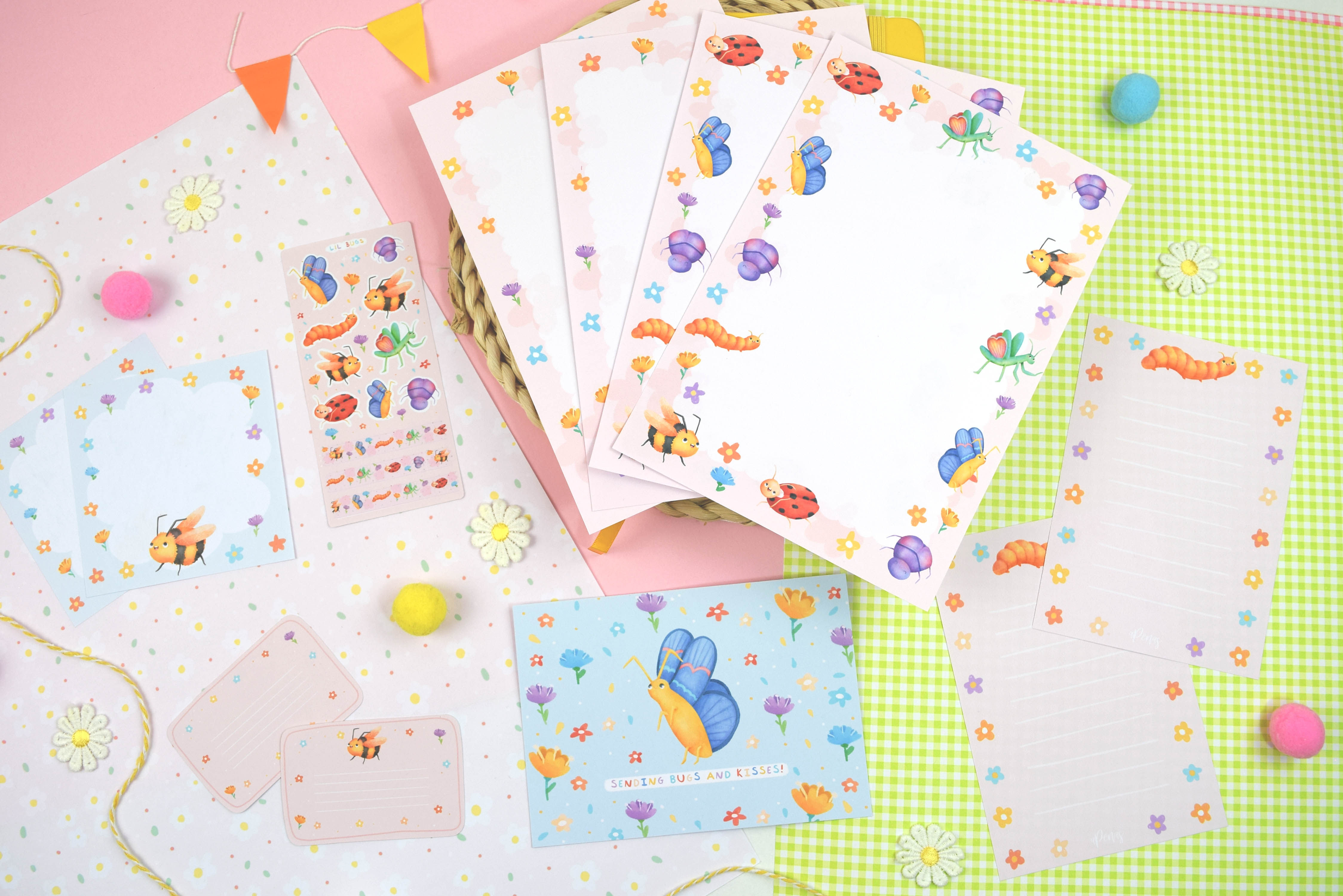 BUNDLE Letter set + Postcard Little Bugs Theme