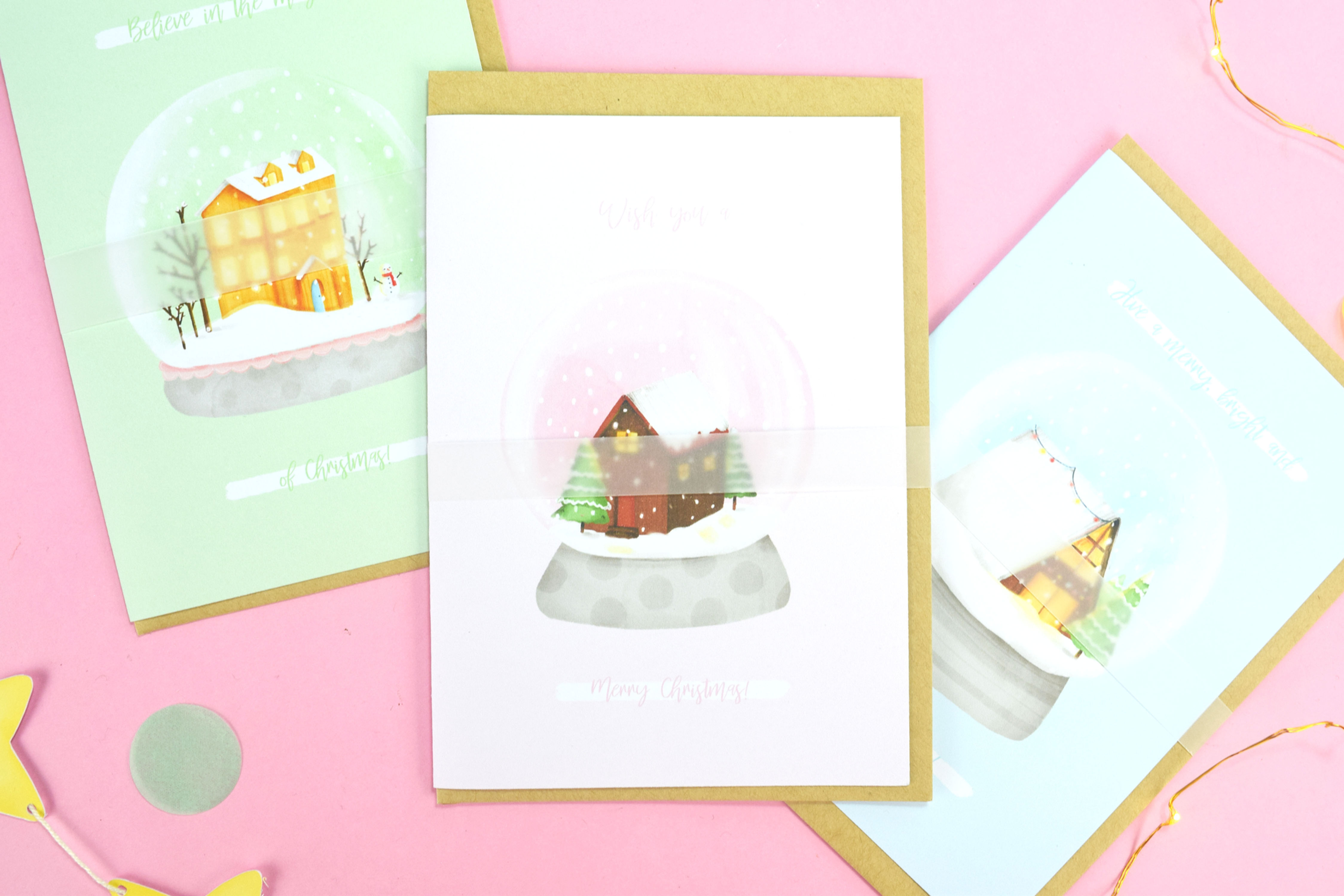 Globo de neve do pacote de cartões comemorativos