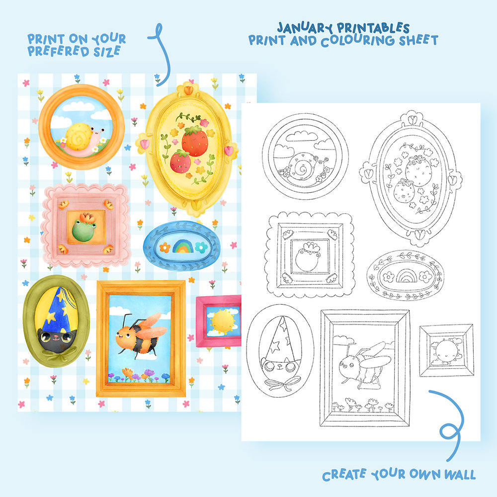 Print and Coloring Sheet! 🌸 January Printable