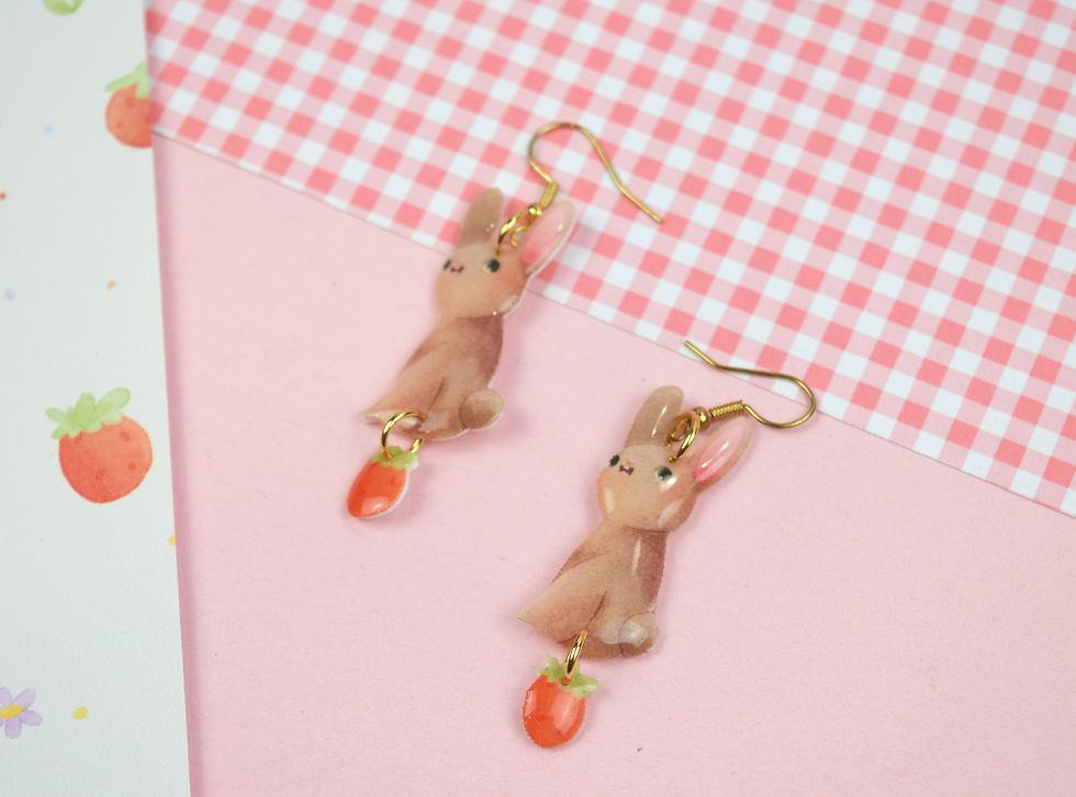 Miniatura: Bunnies and Berries Dangle Earrings