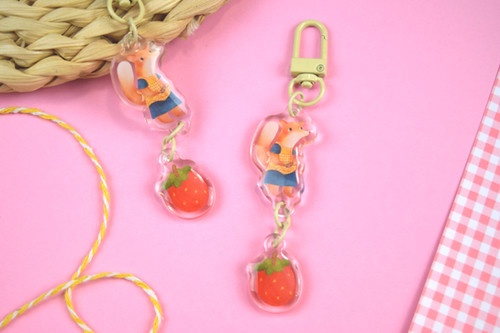 Berrykin Keychains Fox and Berry Double Keychain | aPenas Illustrator