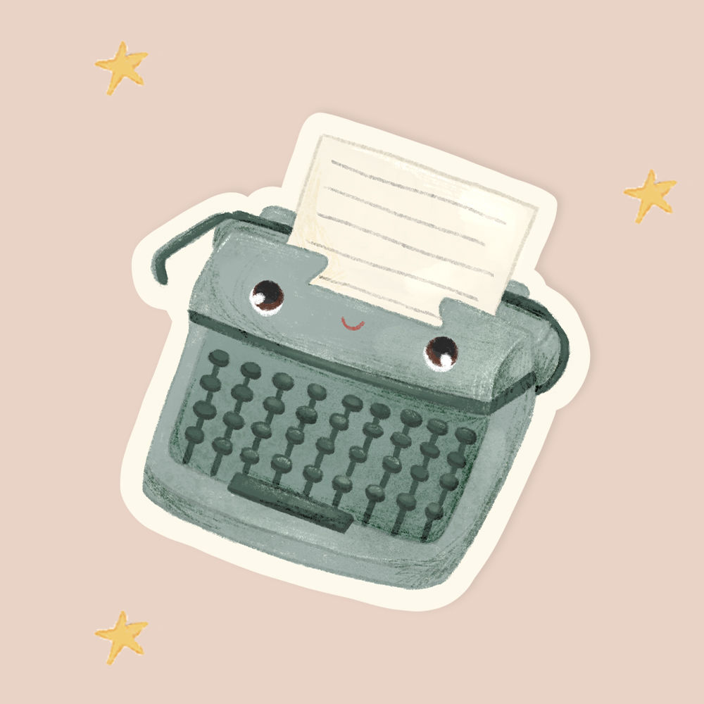 Typewriter Writing Machine Vinyl Sticker