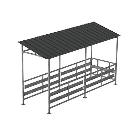Thumbnail: RTS Retail custom black cart corral with slanted/sloped roof on white background